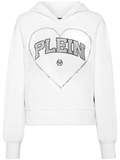 Philipp Plein heart-motif rhinestone-embellished hoodie Women