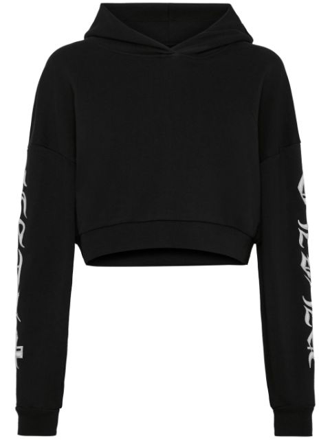 Philipp Plein logo-embroidered cropped hoodie