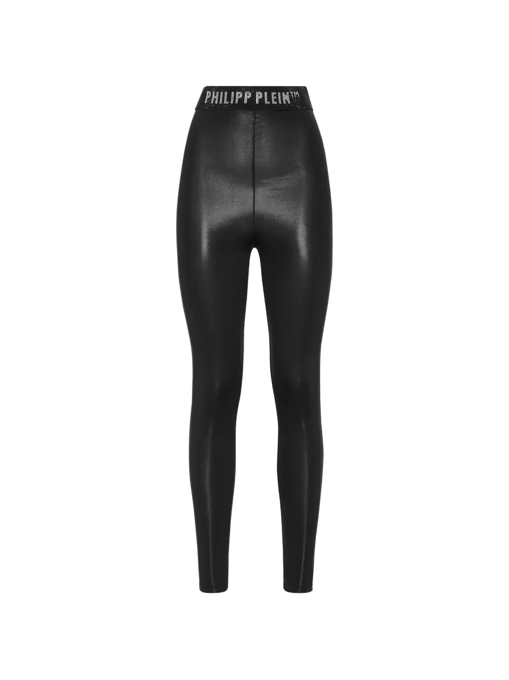 Philipp Plein Gecoate legging met logoband Zwart