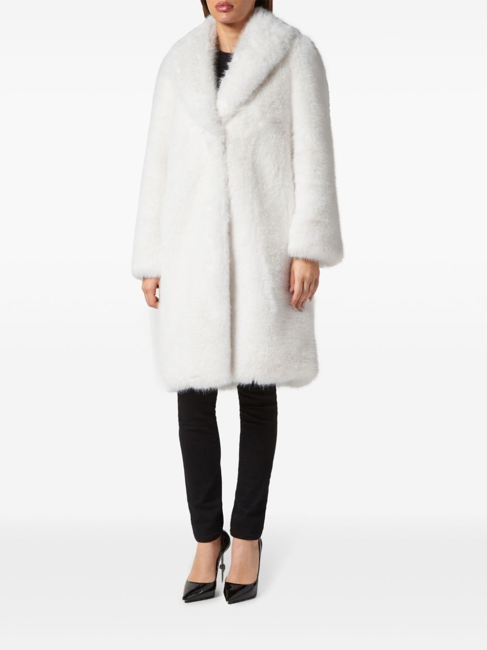 Philipp Plein shawl-lapels faux-fur coat - Wit