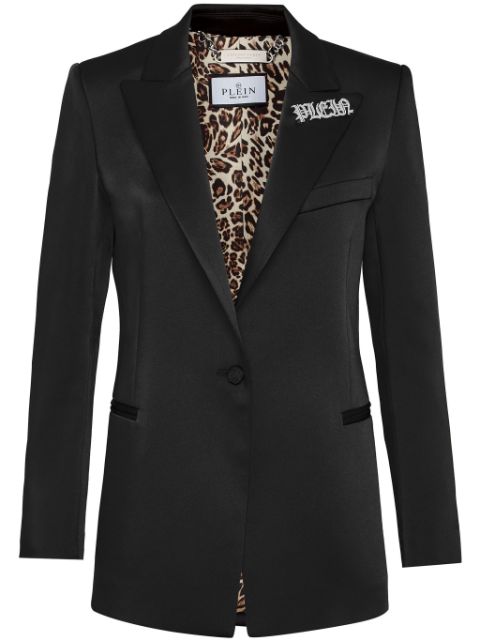 Philipp Plein logo-embellished satin blazer Women