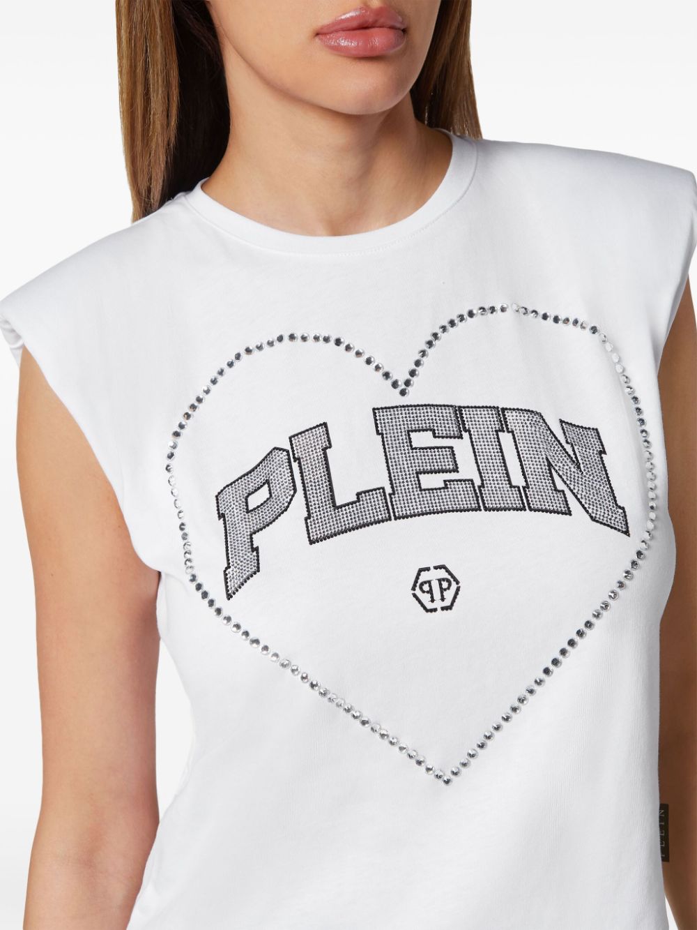 PHILIPP PLEIN RHINESTONE-EMBELLISHED COTTON TANK TOP 