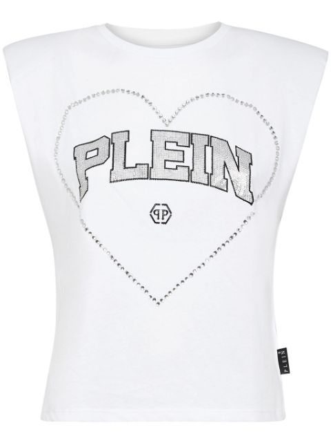 Philipp Plein rhinestone-embellished cotton tank top Women