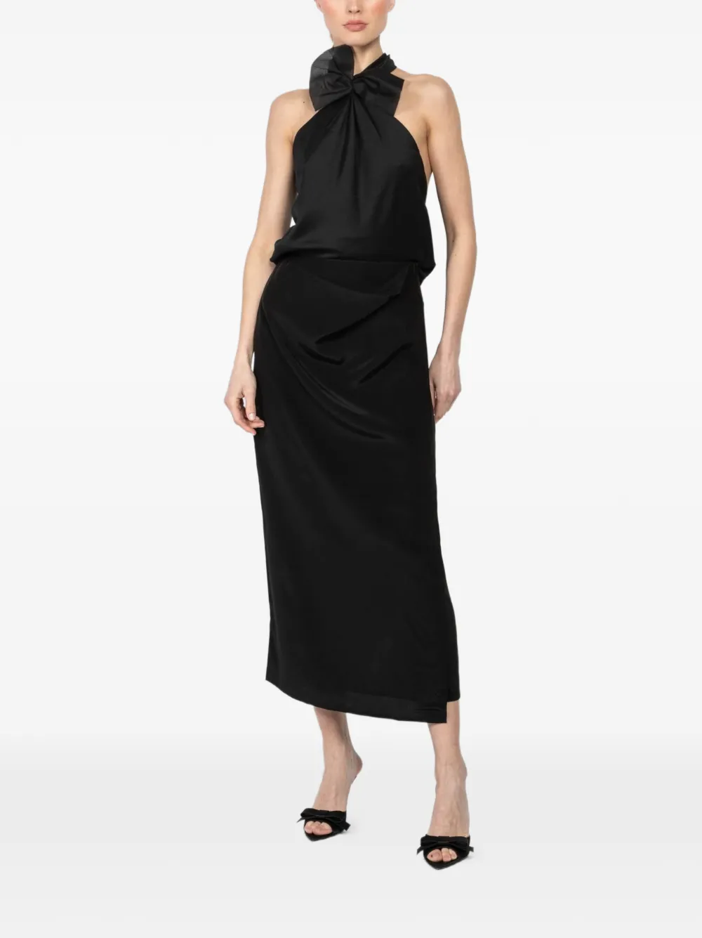 GIA STUDIOS draped midi skirt - Zwart