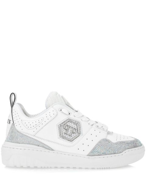 Philipp Plein crystal-embellished leather sneakers Women