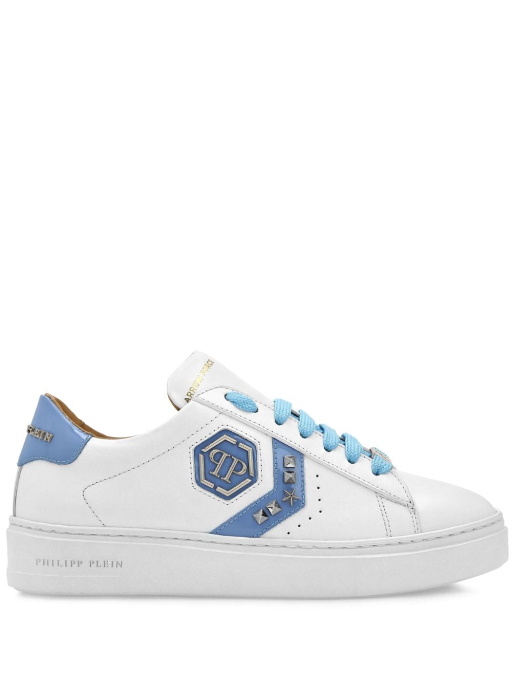 Philipp Plein Arrow Force Leather Sneakers In White