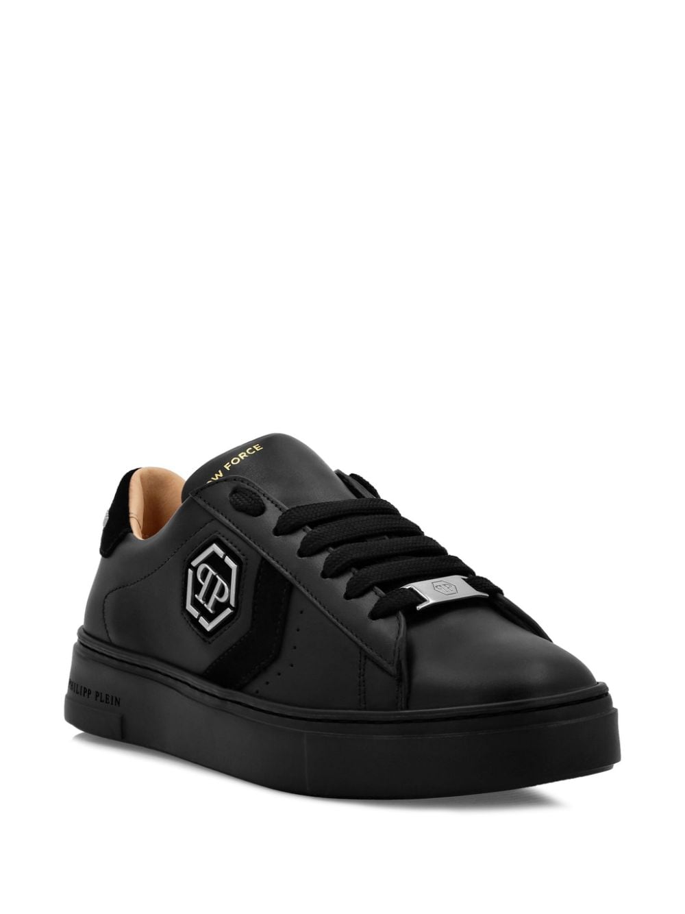 Shop Philipp Plein Arrow Force Leather Sneakers In Black