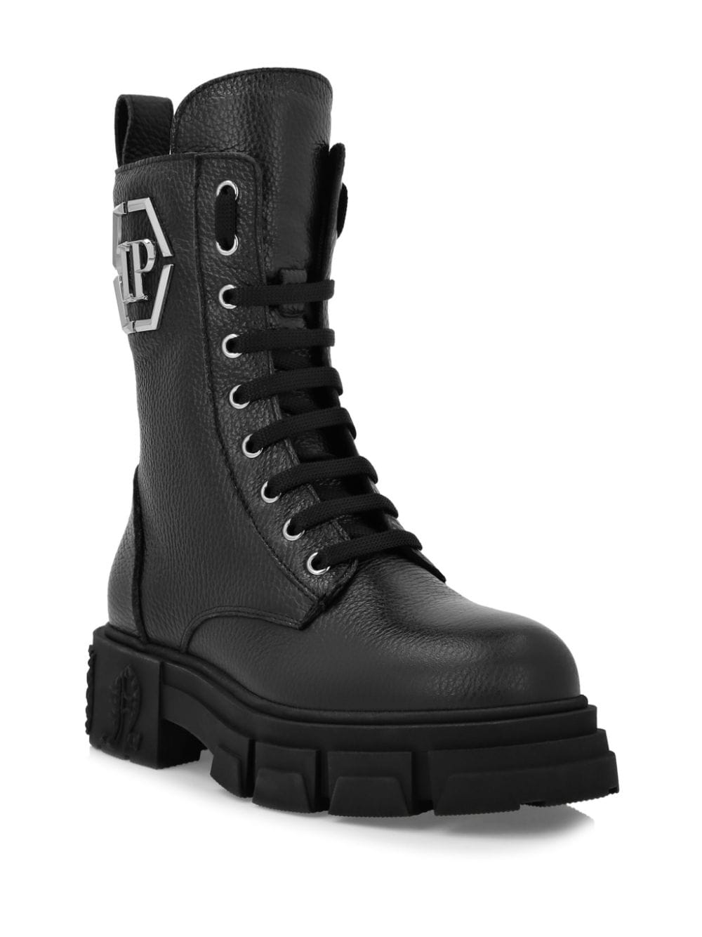 Philipp Plein grained leather boots - Zwart