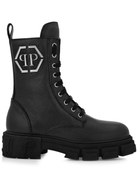 Philipp Plein grained leather boots Women