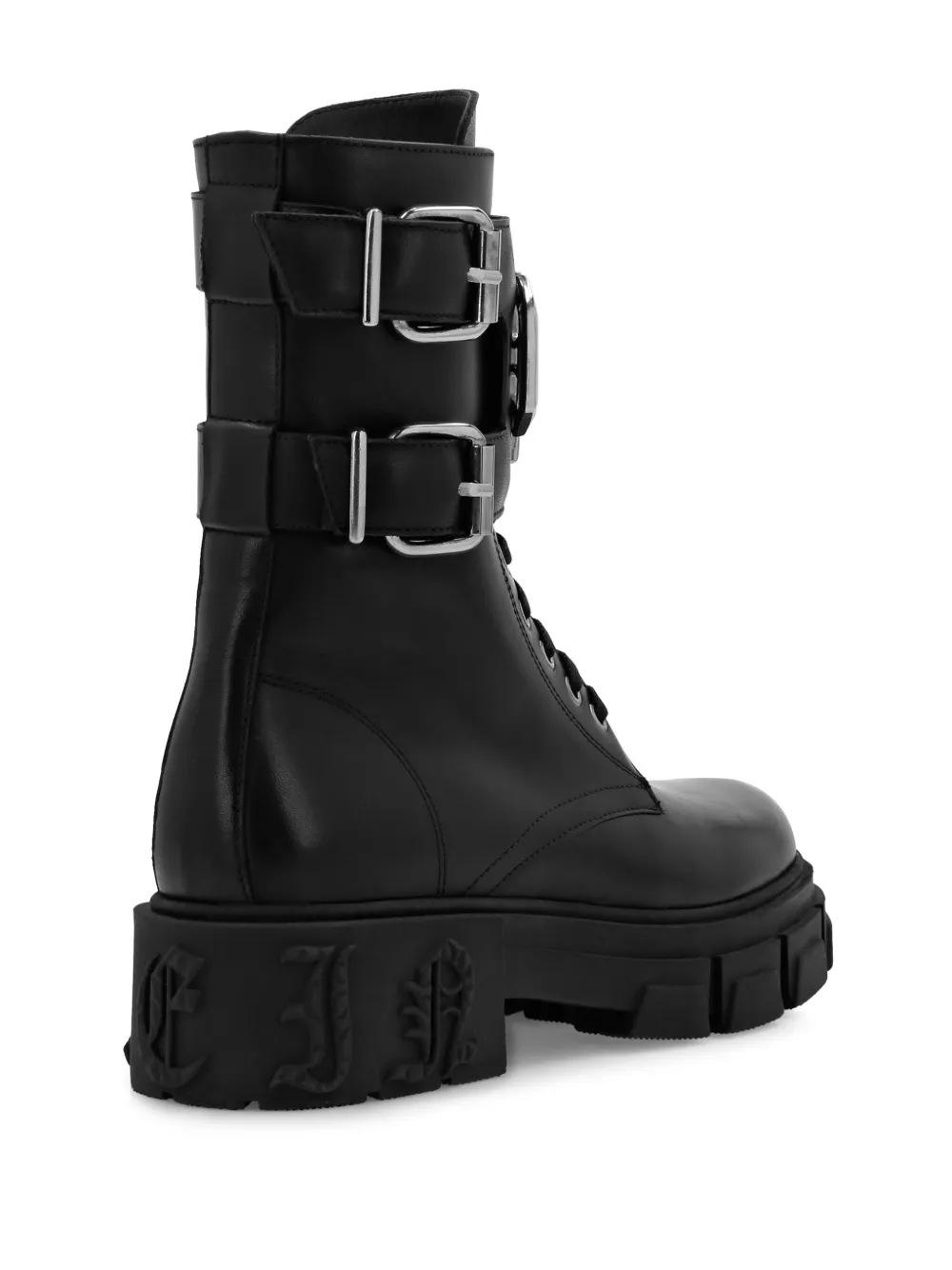 Philipp Plein Gothic Plein mid flat leather boots Black