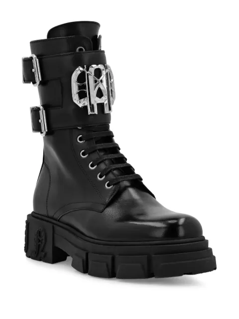 Philipp Plein Gothic Plein mid flat leather boots FADSWSE0813PLE010N - 1
