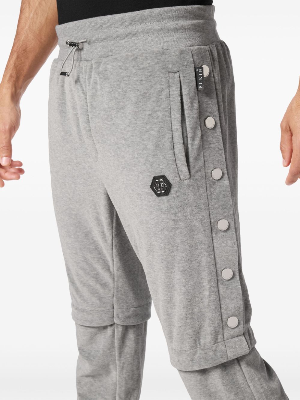 Shop Philipp Plein Button-detail Track Pants In Grey