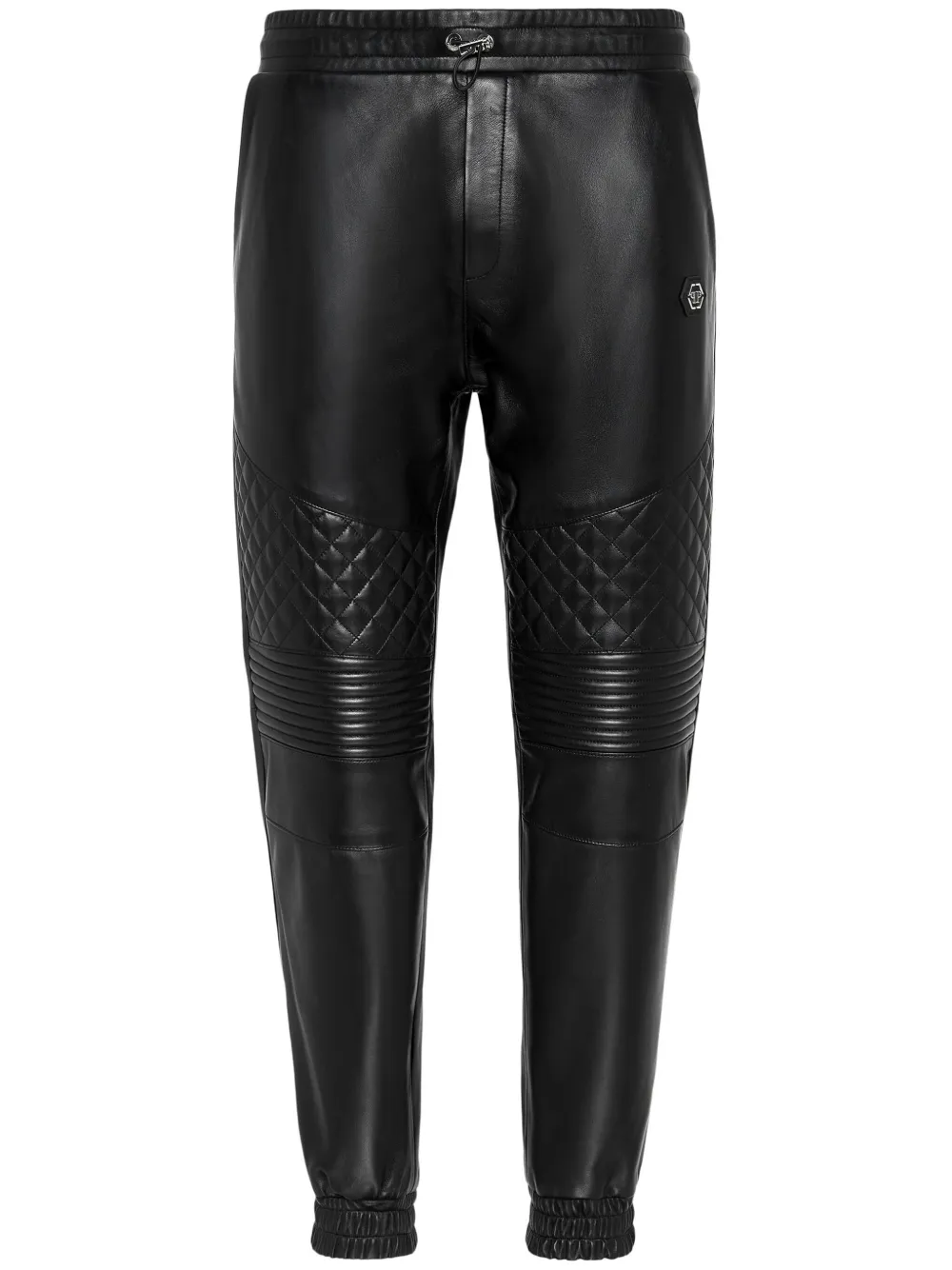 Philipp Plein Leren gevoerde joggingbroek Zwart
