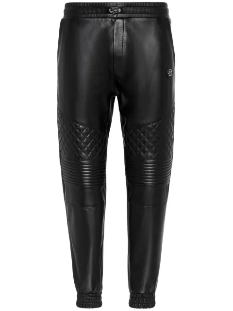 Philipp Plein leather quilted jogging trousers 