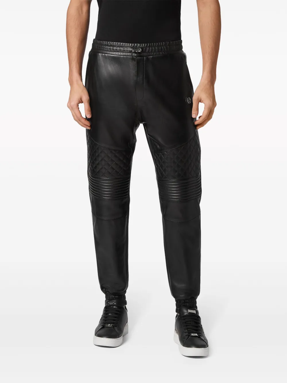 Philipp Plein Leren gevoerde joggingbroek Zwart