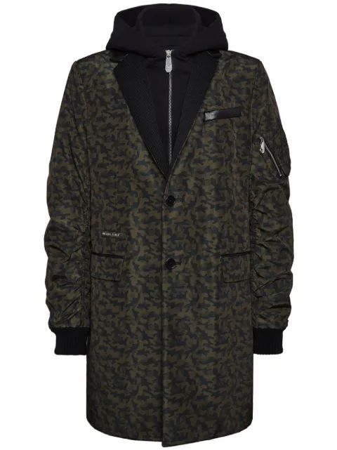 Philipp Plein abrigo a capas con estampado militar