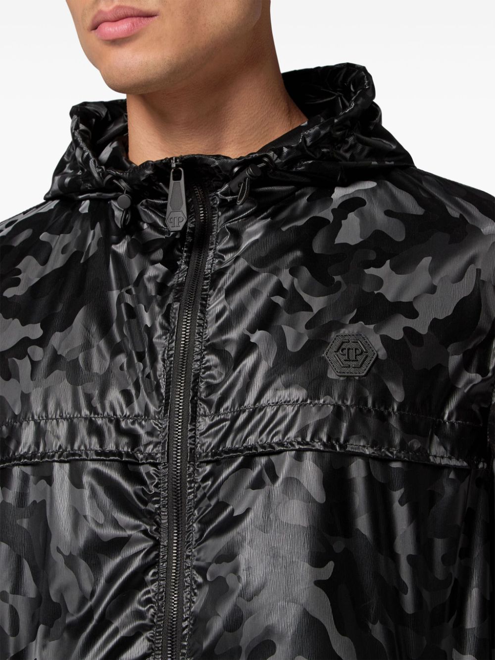 Philipp Plein camouflage-print hooded windbreaker Men