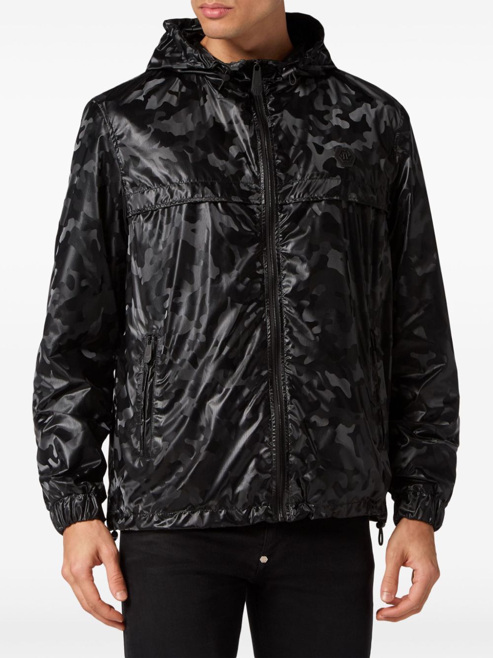 Philipp Plein camouflage-print hooded windbreaker Men