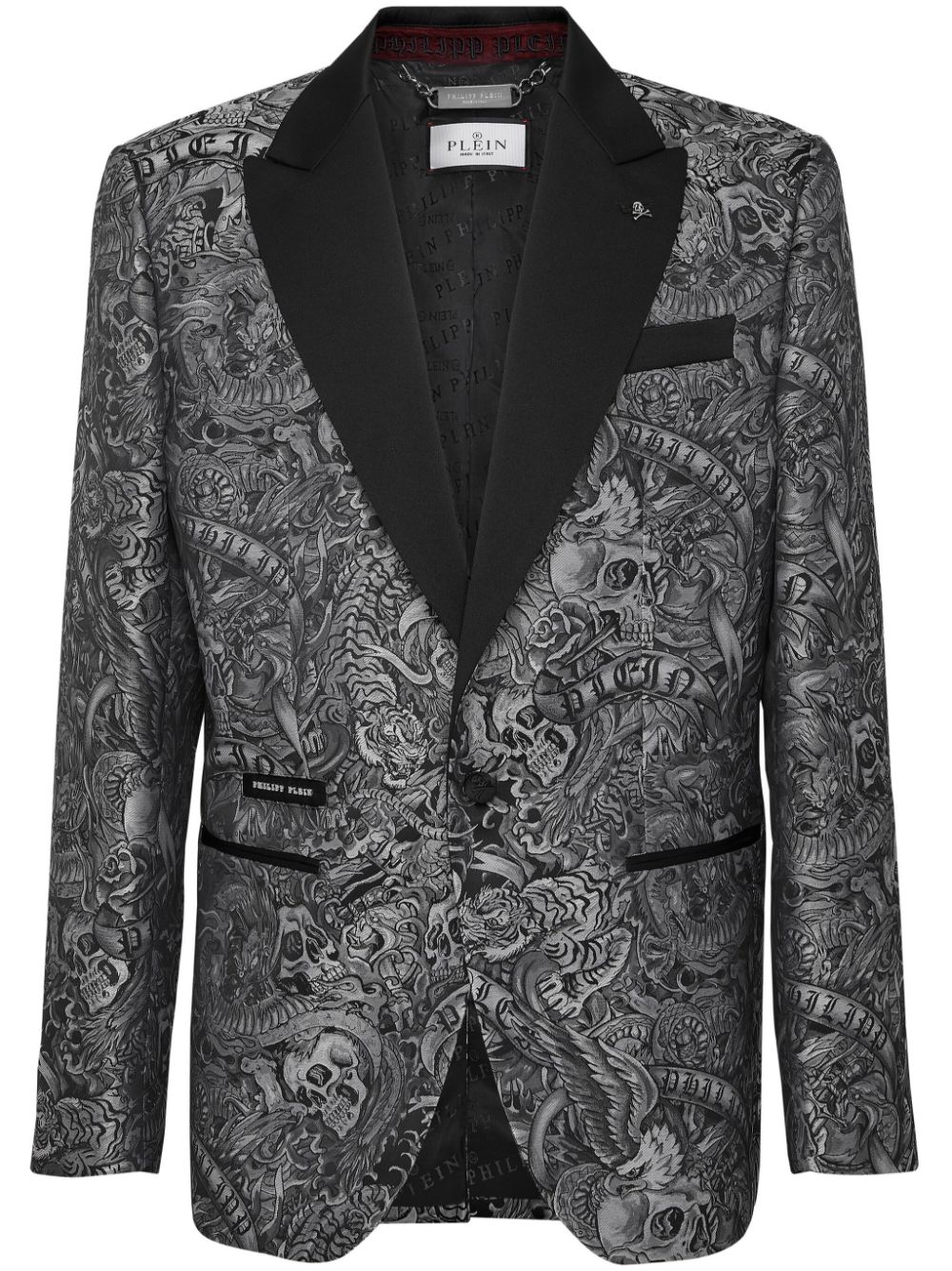 Philipp Plein Twill blazer met print Zwart