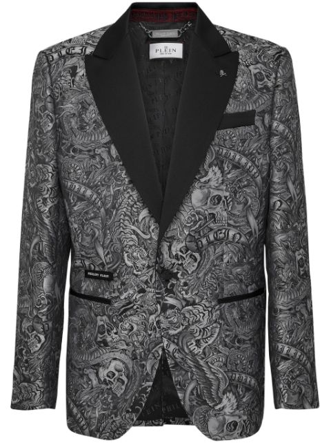 Philipp Plein tattoo-print twill blazer Men