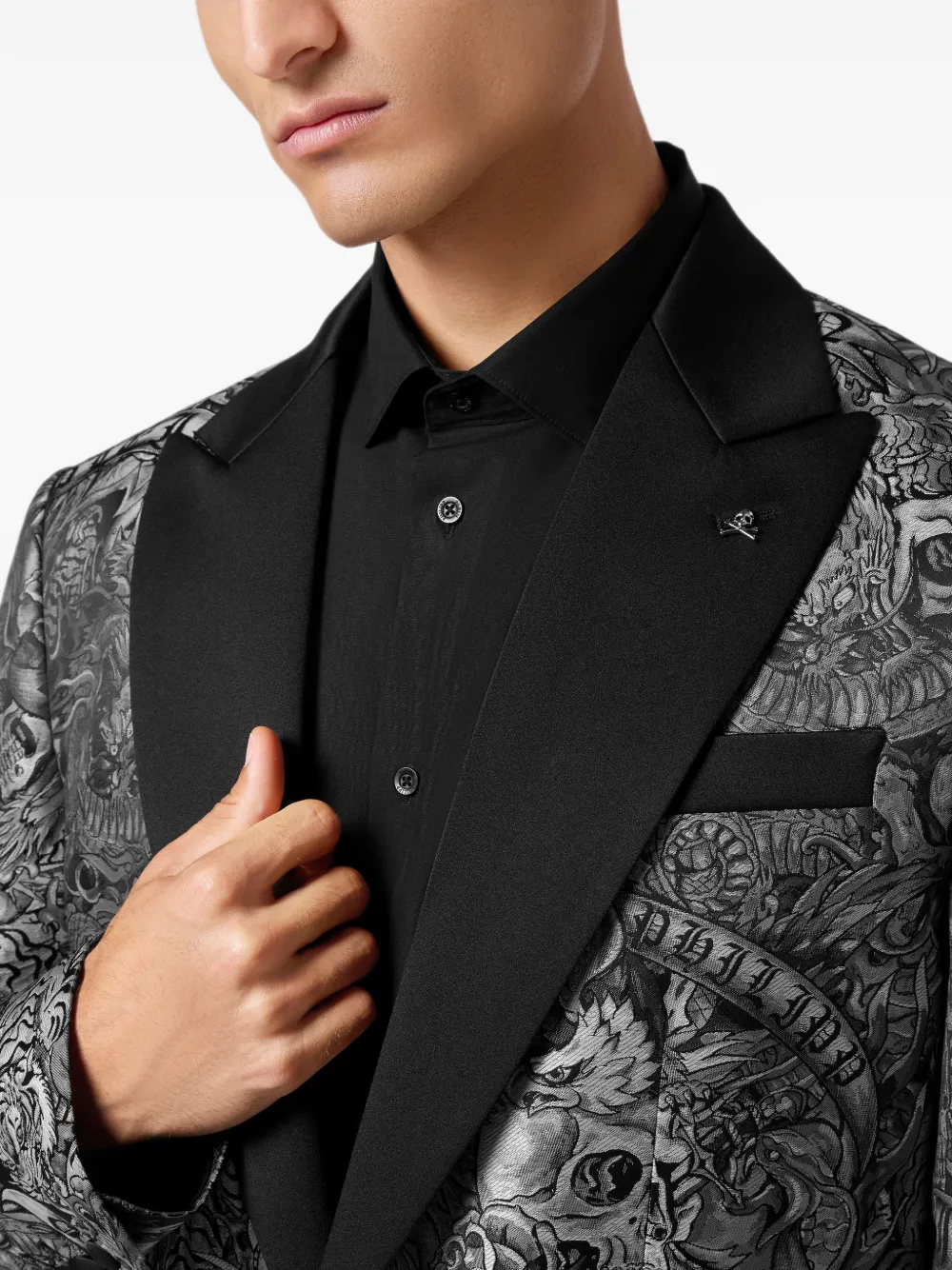 Philipp Plein Twill blazer met print Zwart