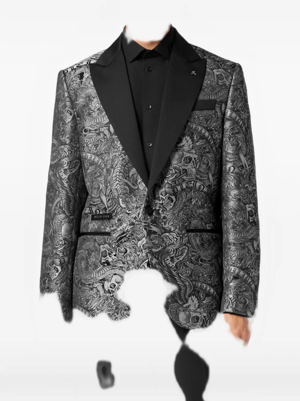 Philipp Plein Twill blazer met print Zwart