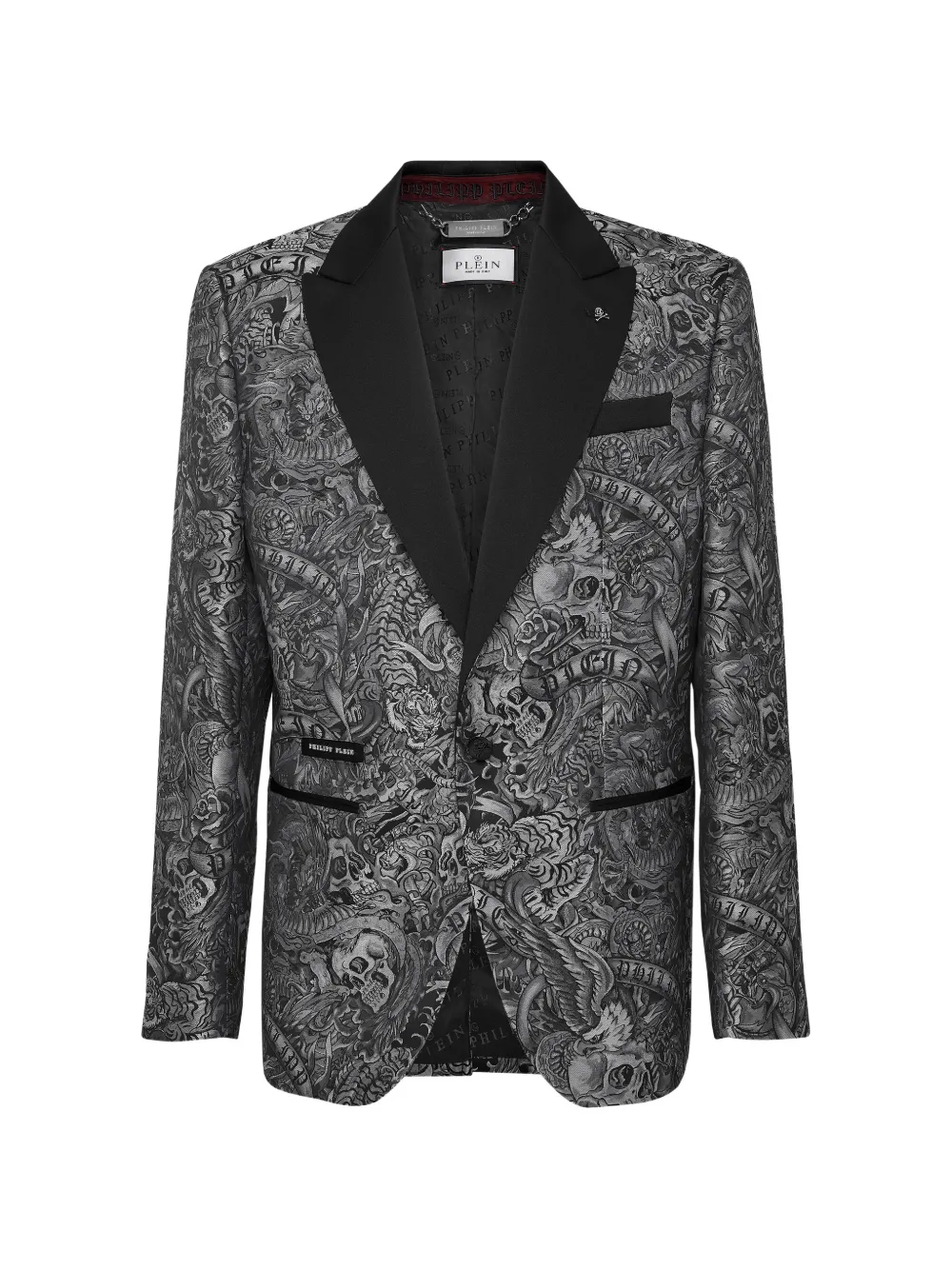 Philipp Plein Twill blazer met print Zwart