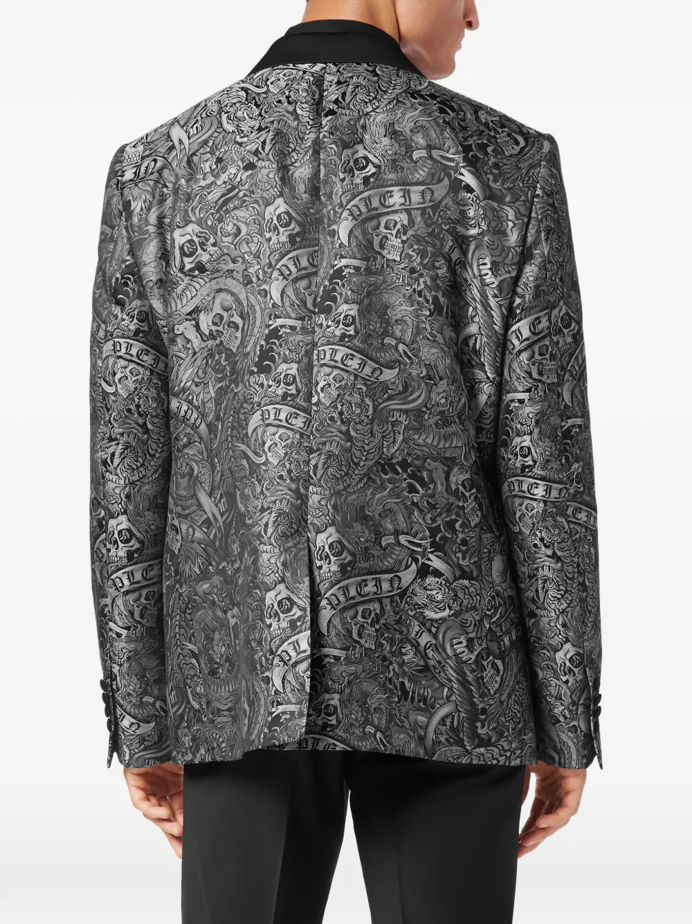 Philipp Plein Twill blazer met print Zwart