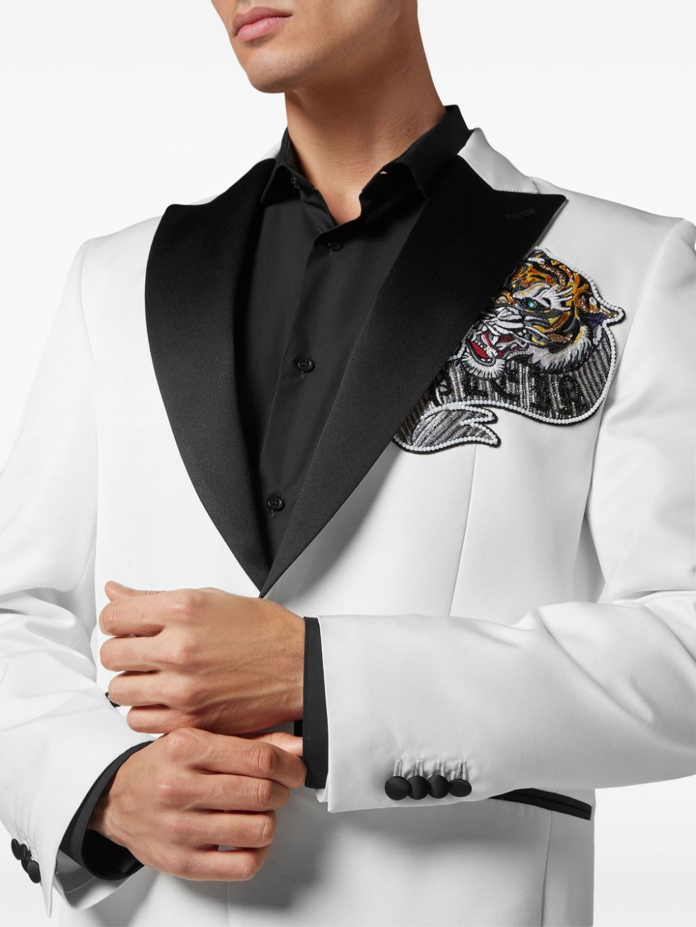 Shop Philipp Plein Tattoo-appliqué Blazer In White