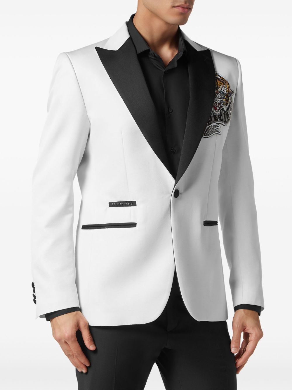 Shop Philipp Plein Tattoo-appliqué Blazer In White