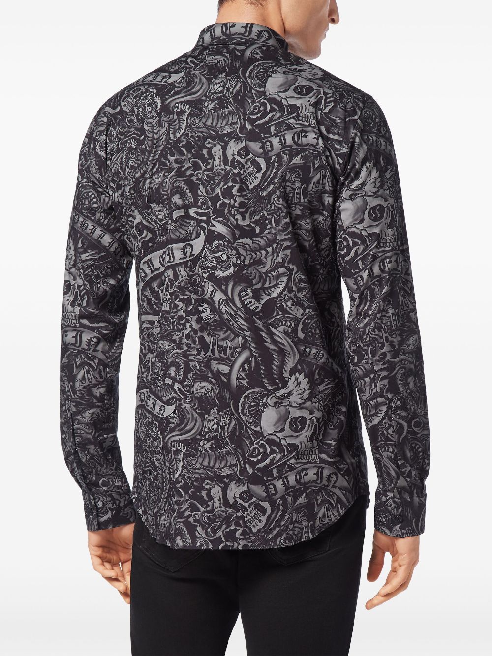 Philipp Plein tattoo-print long-sleeve shirt Men