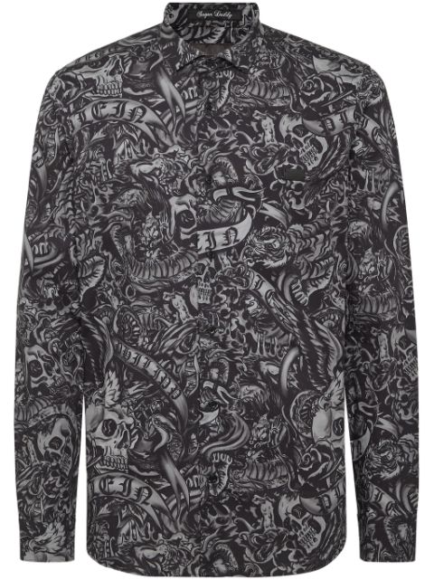 Philipp Plein tattoo-print long-sleeve shirt Men