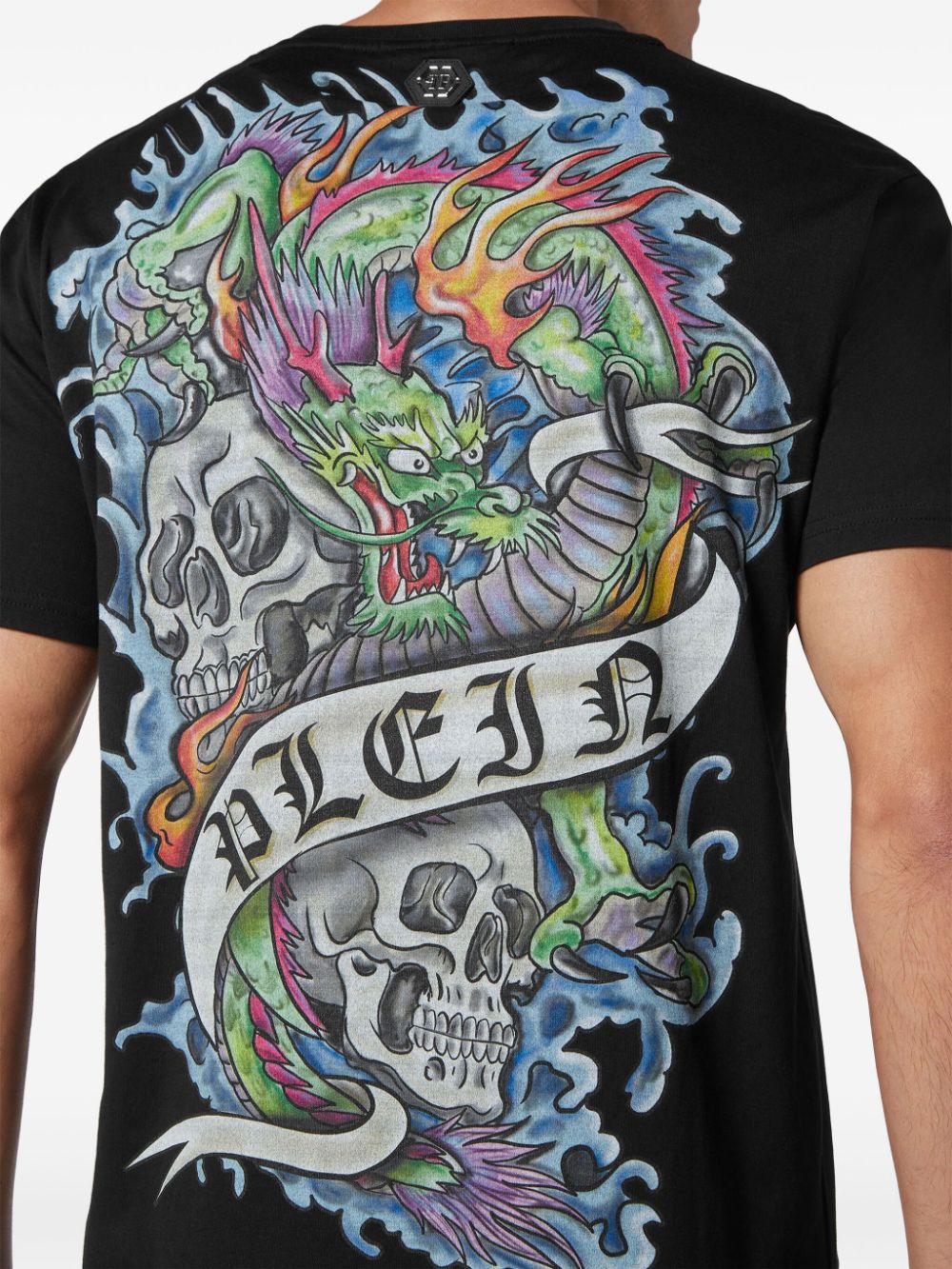 Shop Philipp Plein Tattoo-print Cotton T-shirt In Black