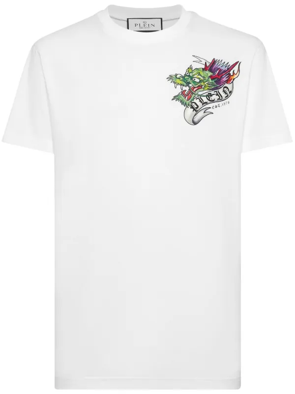 Philipp Plein Tattoo-print Cotton T-shirt White FARFETCH BH