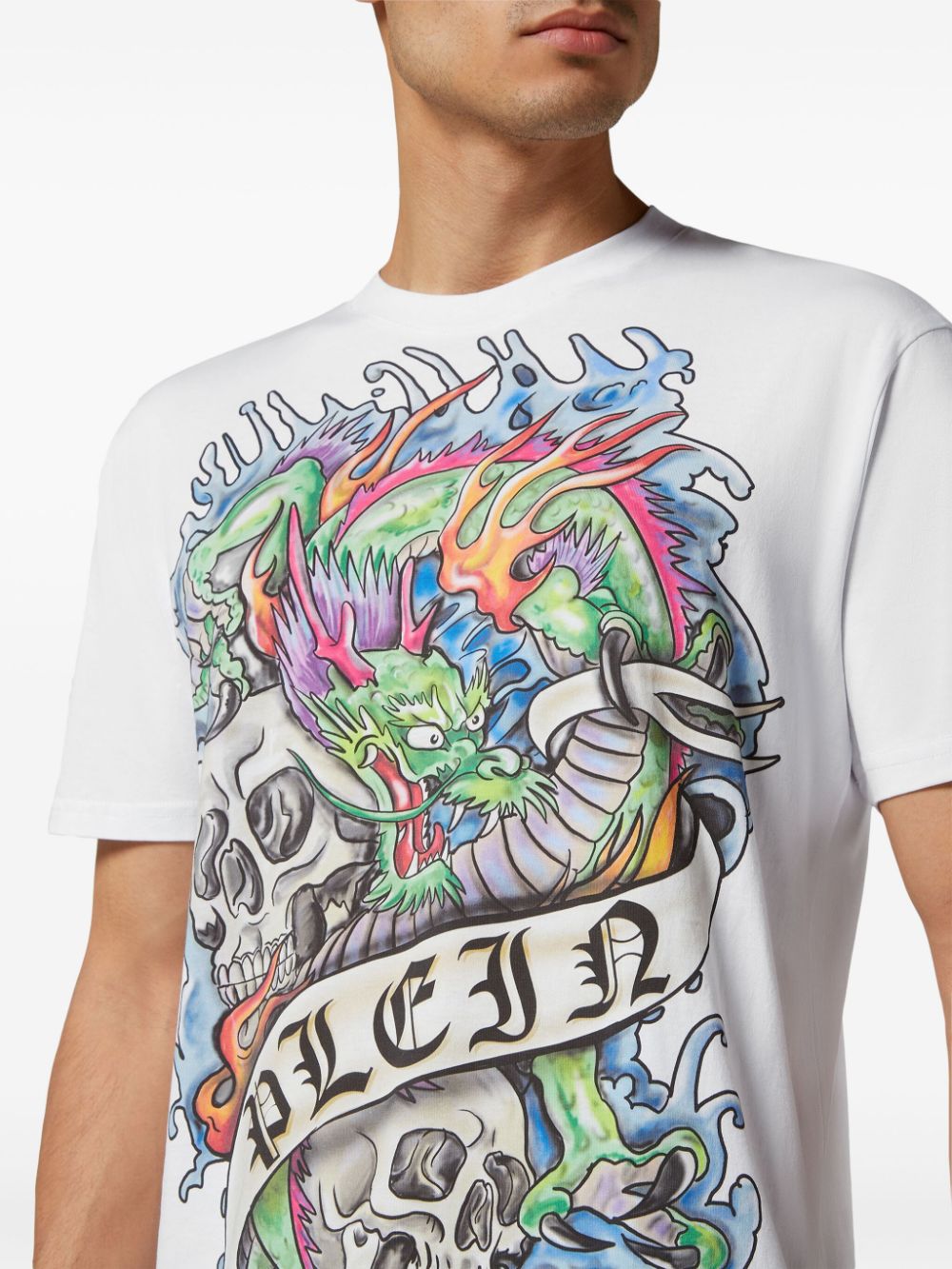 Shop Philipp Plein Graphic-print Cotton T-shirt In White