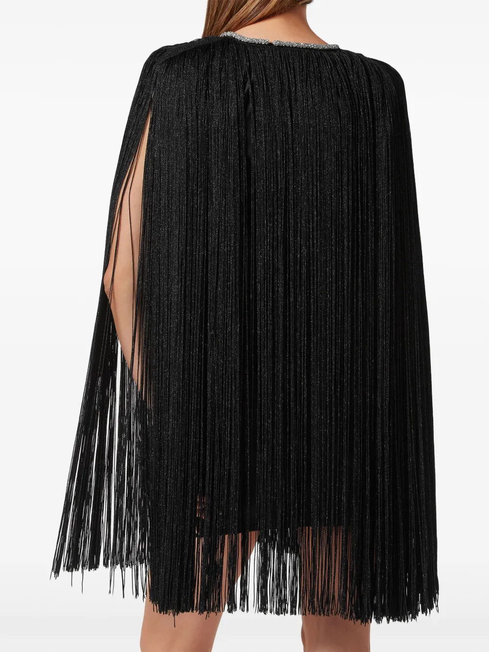 Philipp Plein Lurex mini-jurk met franje Zwart