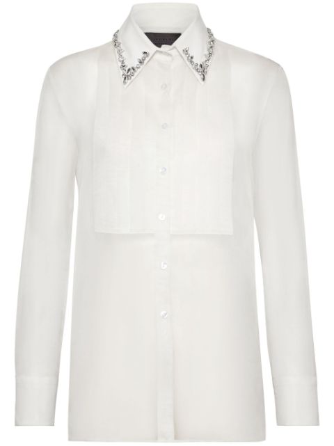 Philipp Plein crystal-embellished sheer shirt Women