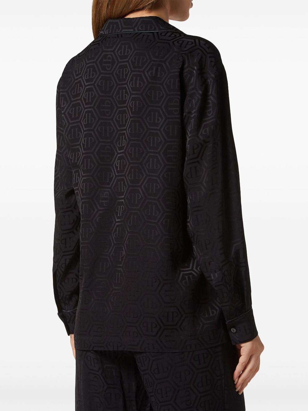 Philipp Plein monogram-pattern long-sleeve shirt Women