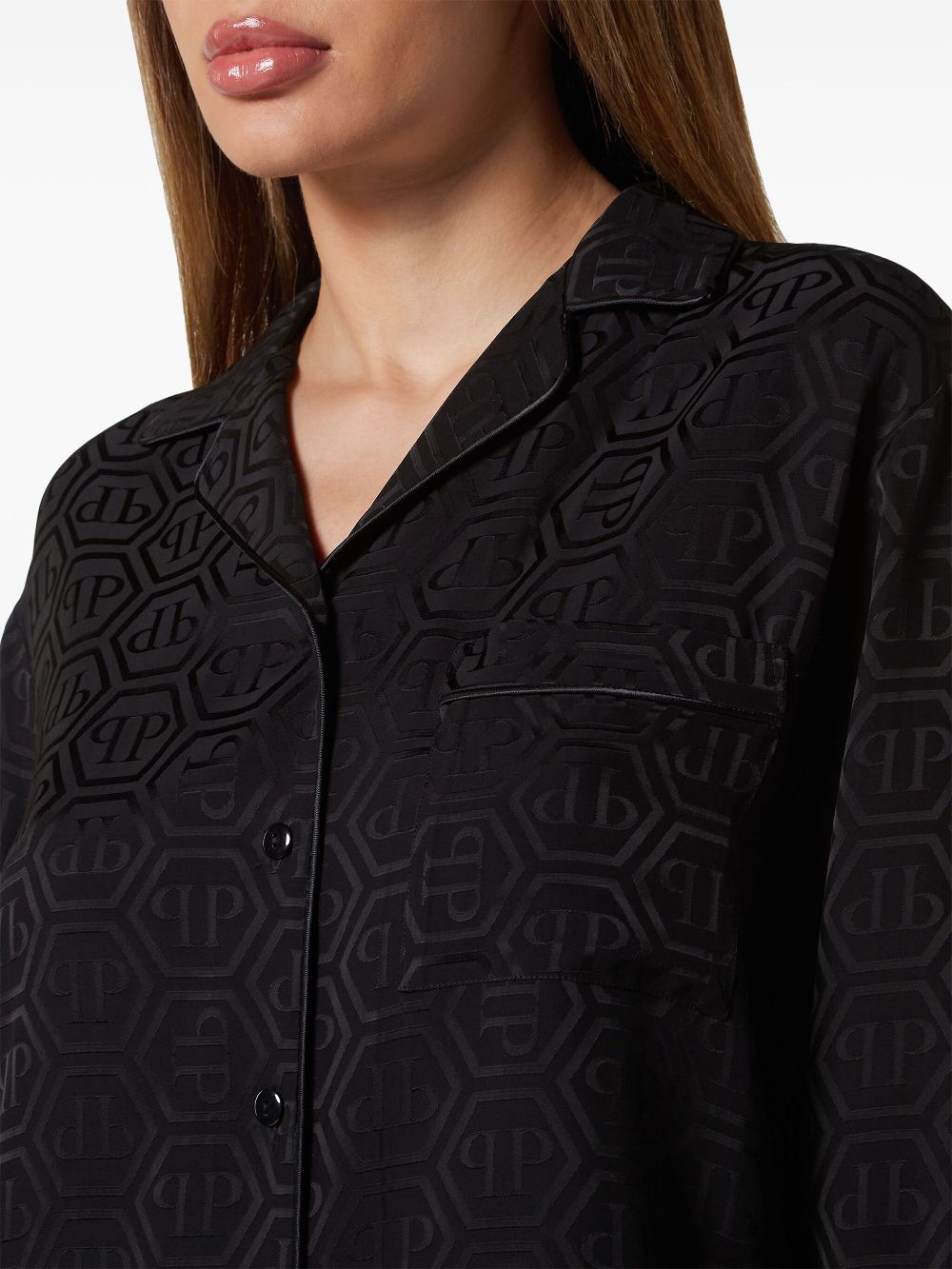 Philipp Plein monogram-pattern long-sleeve shirt Women