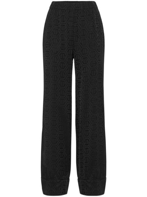 Philipp Plein monogram-pattern wide-leg trousers Women