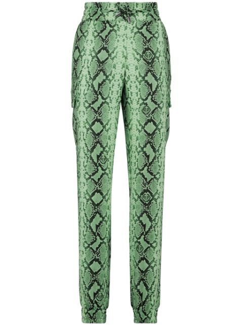 Philipp Plein python-print satin cargo trousers Women