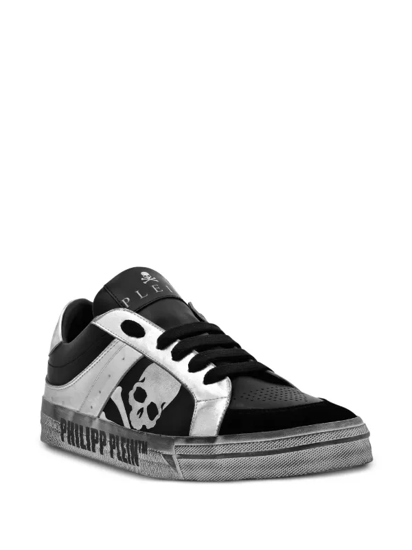 Philipp Plein Retrokickz TM Leather Sneakers | Black | FARFETCH