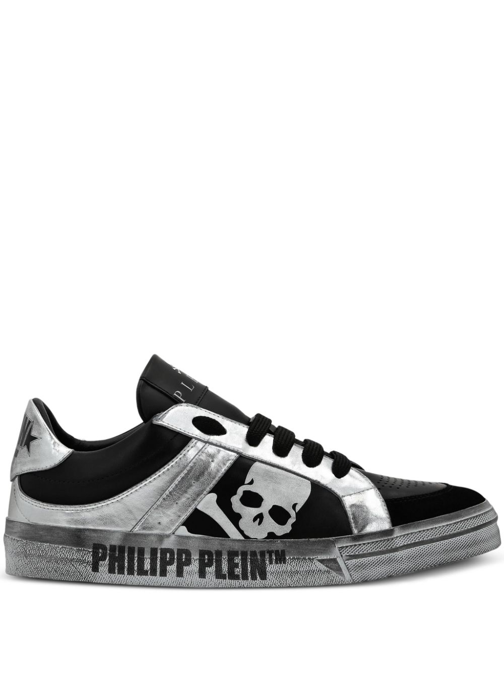 Philipp Plein Retrokickz Tm Leather Sneakers In Black