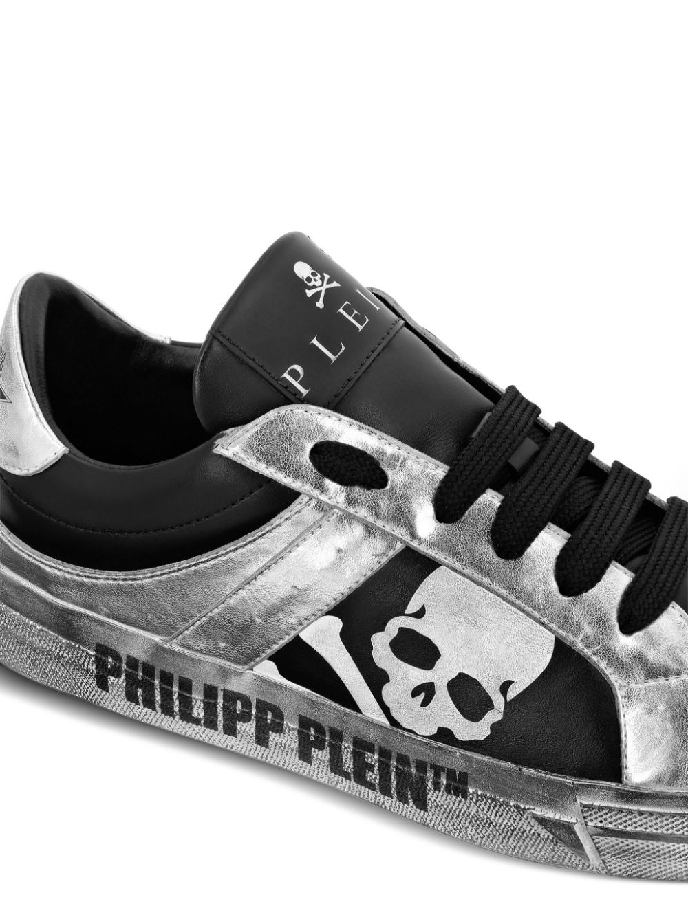 Philipp Plein Retrokickz TM leren sneakers Zwart