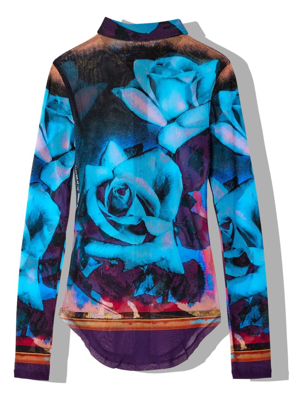Jean Paul Gaultier Mesh blouse met bloemenprint Paars