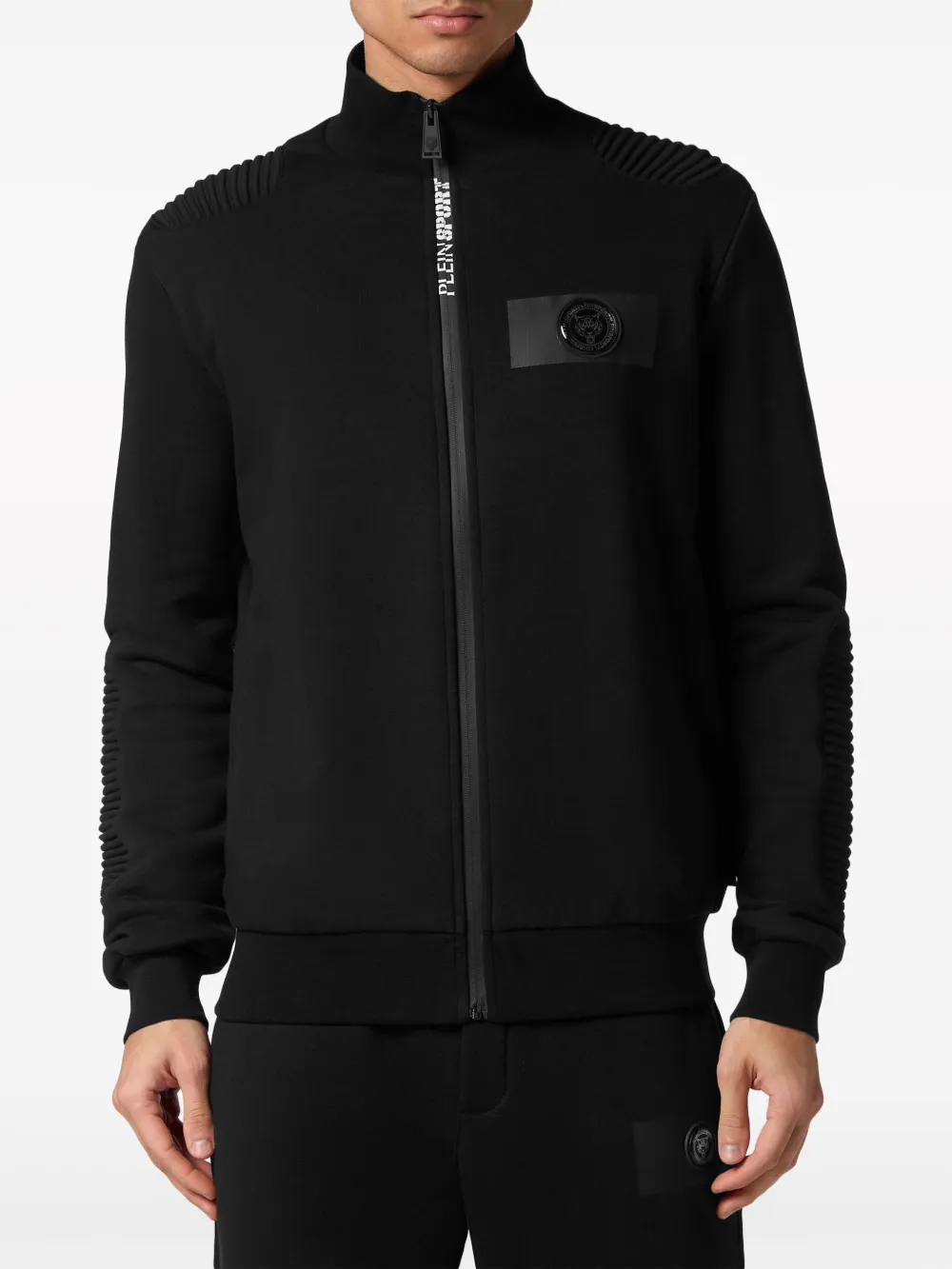 Plein Sport Jack met logopatch en geribbelde vlakken Zwart