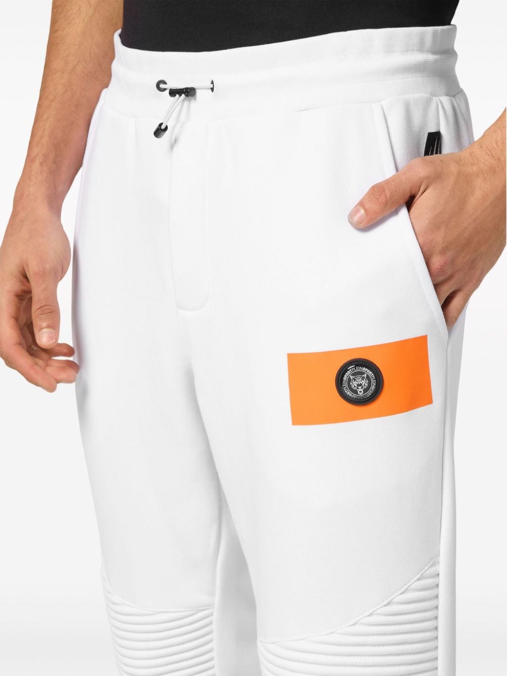 Shop Plein Sport Ribbed Panelling Track Pants In White