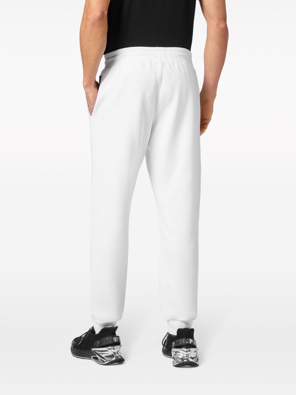 Shop Plein Sport Ribbed Panelling Track Pants In White