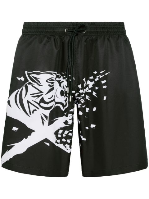 Plein Sport tiger print swim shorts