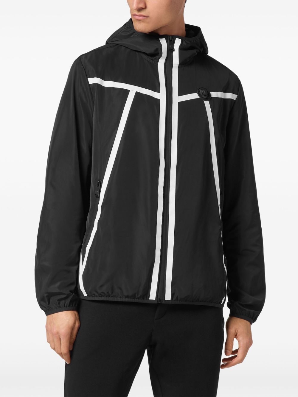 Shop Plein Sport Reflex Hooded Windbreaker In Black